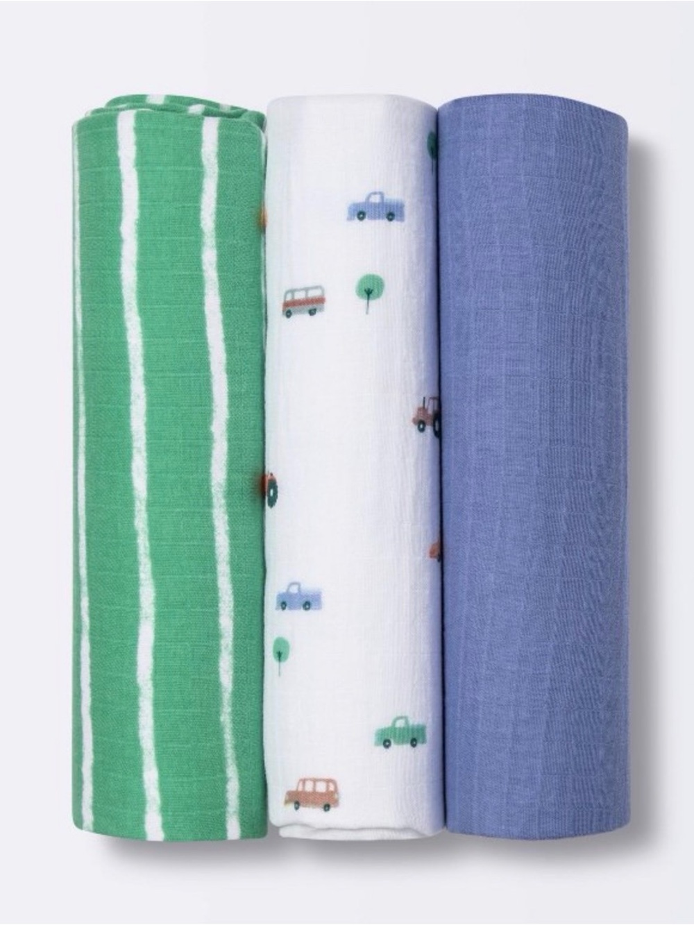 cloud island Muslin Swaddle Set - Green, White, Blue
